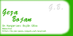 geza bojan business card